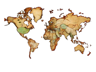 map of the world in the form of a heart