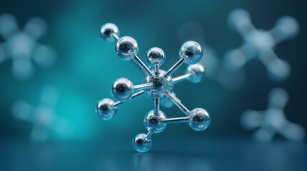 Highly Detailed 3D Rendering of a Molecular Structure: Interconnected Transparent Spheres
