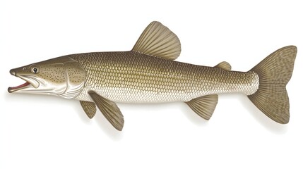 Obraz premium Detailed Illustration of a Spotted Freshwater Fish in a Natural Aquatic Environment