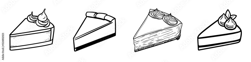 Aufkleber delicious slices of cake displayed in a minimalistic style against a clean background