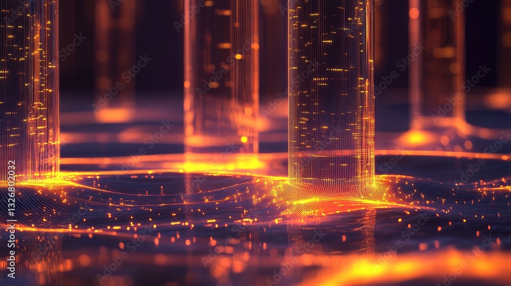 Poster g wireless communication concept with glowing network towers, high-speed data flow, and futuristic w