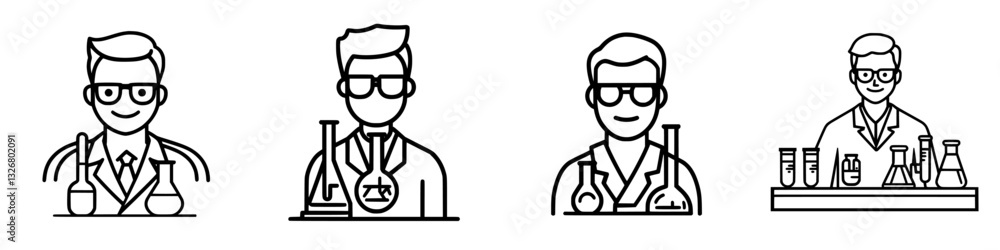 Poster scientists engaged in various laboratory activities using equipment for experiments and research in 