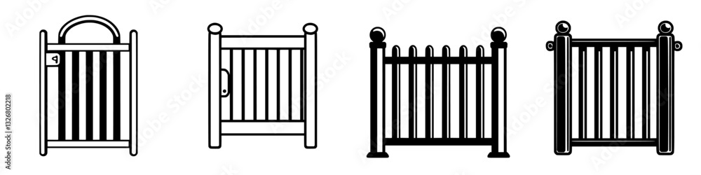 Poster different styles of gates designed for various outdoor spaces showcasing functionality and aesthetic