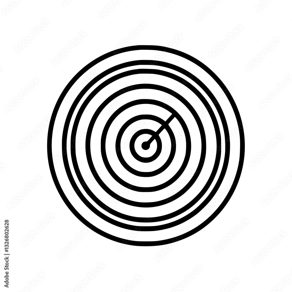 Poster concentric circles with a radar-like design illustrating distance measurement in a minimalist style