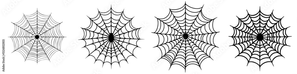 Aufkleber intricate spider webs showcasing unique patterns in black and white on a plain background