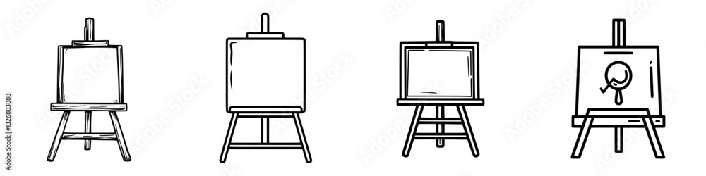 Aufkleber different types of easels displayed in an art studio setting, showcasing various designs and styles 