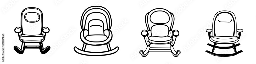 Poster different styles of rocking chairs displayed in a row showcasing various designs and features for ho