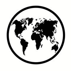 Obraz premium Black and white world map encircled by black band
