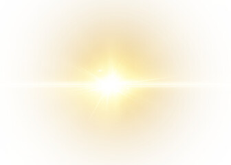radiant sunlight effect featuring golden beams, glowing sparkles, and warm halo flares. Perfect for sunrise scenes, cosmic designs, energy bursts, and magical abstract backgrounds. Vector PNG