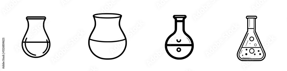 Poster various laboratory glassware on a white background showing different shapes and sizes used for scien