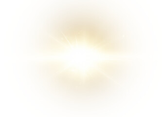 radiant sunlight effect featuring golden beams, glowing sparkles, and warm halo flares. Perfect for sunrise scenes, cosmic designs, energy bursts, and magical abstract backgrounds. Vector PNG