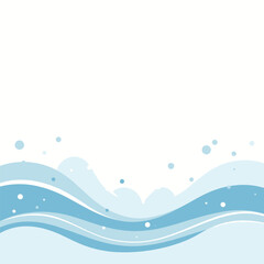 Blue Waves with Bubbles on White Background