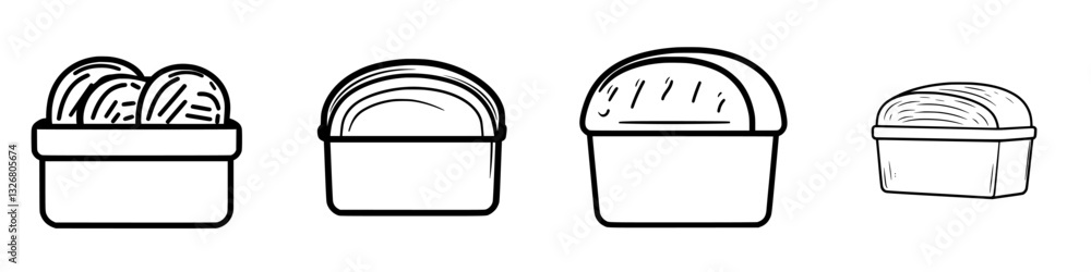 Poster various types of ice cream containers displayed in a minimalistic design format