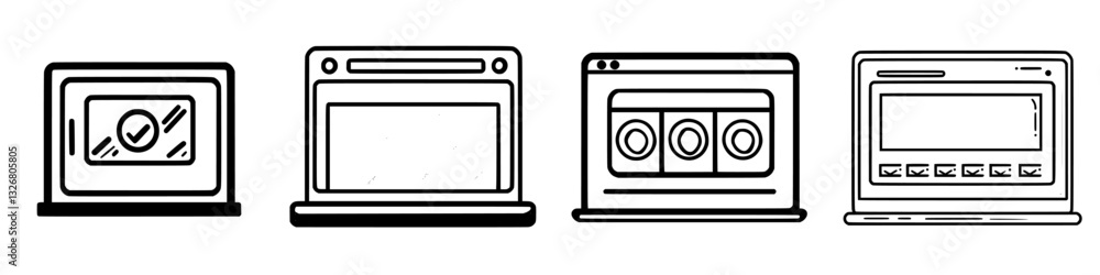 Poster digital devices showcasing media playing options with various interface designs on screens