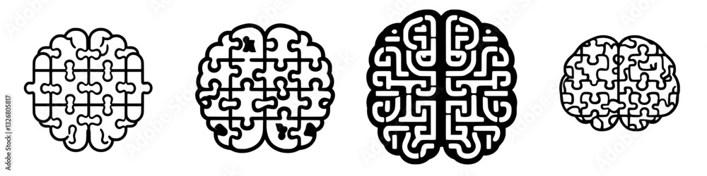 Poster intricate designs of interconnected brain patterns illustrating cognitive processes and creativity