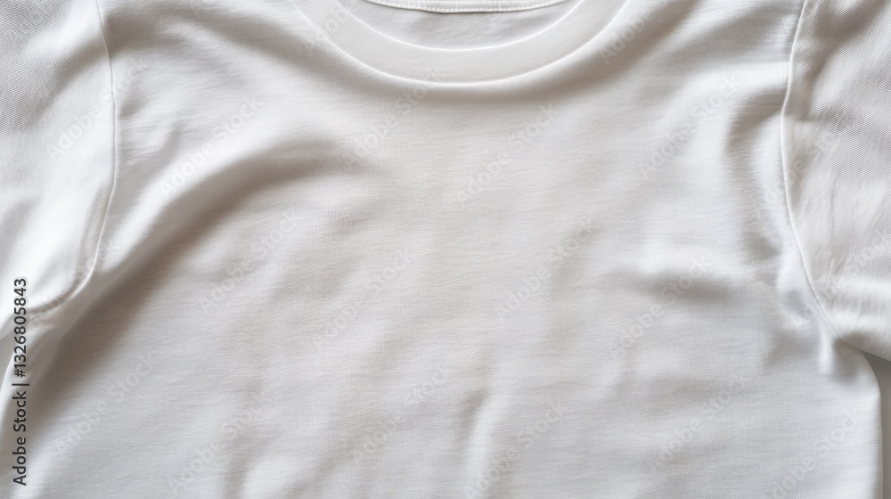 Poster high quality closeup of classic white tshirt with visible fabric texture on minimal background
