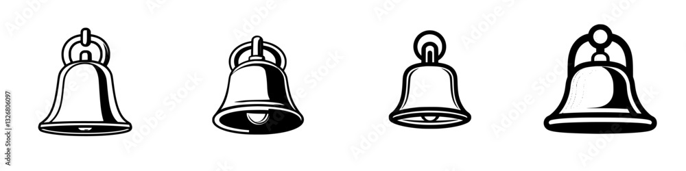 Poster different styles of bells displayed side by side showcasing various designs and shapes for decorativ