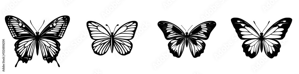 Poster various butterfly designs showcasing intricate patterns suitable for graphic design or art projects