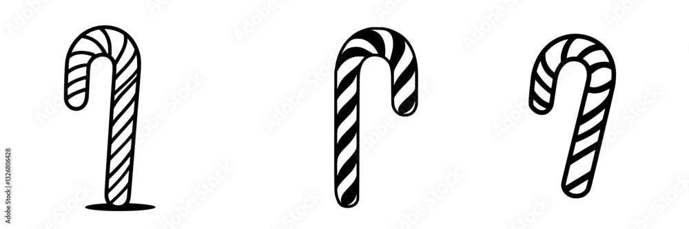 Poster candy canes in different orientations displayed with a simple design suitable for festive themes and
