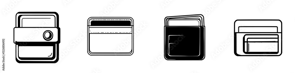 Poster variety of wallet designs displayed with different styles and features for practical use