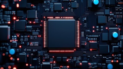 Fototapeta premium Close-up of a modern microprocessor on a circuit board