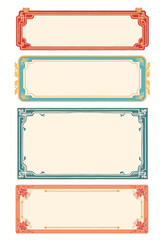 Four Decorative Asian-Style Label Banners
