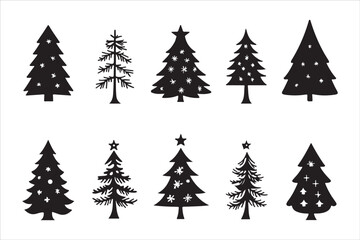 Obraz premium Winter Christmas Tree Clipart Set
