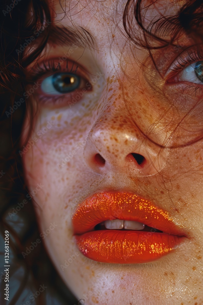 Poster highly detailed close up of a human face with intricate features and clean lines captured in raw for