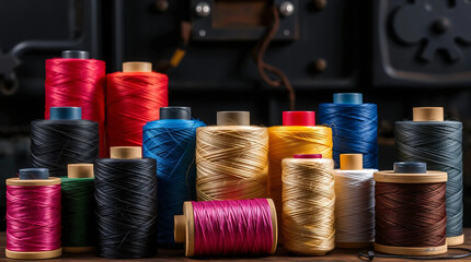 Bobbins with colored thread for industrial textile machines