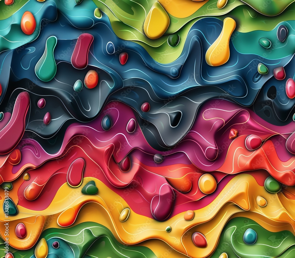 Aufkleber highly detailed colorful rain 3d pattern with clean lines and repeating shapes