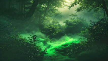 Fototapeta premium A lush, deep forest green blending into a vibrant emerald green, symbolizing nature and vitality, perfect for eco-friendly branding.