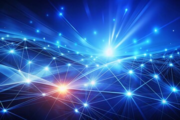 Elegant Royal Blue Abstract Technology Background with Glowing Lines - Stock Photo