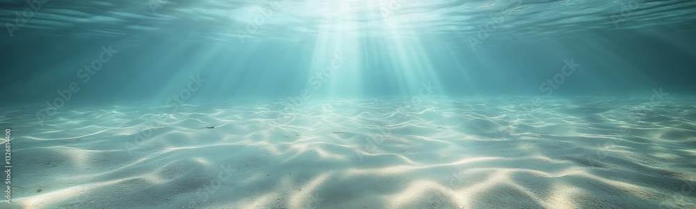 Aufkleber Underwater scene with sunlight filtering through the water, creating a serene and tranquil atmosphere.