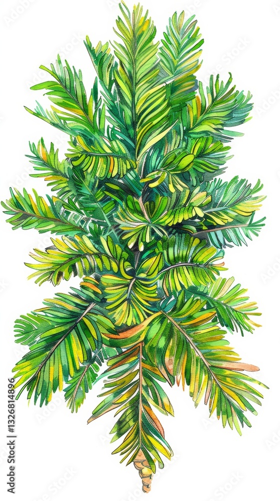Poster highly detailed hand drawn sketch of a single date palm tree from top view in landscape