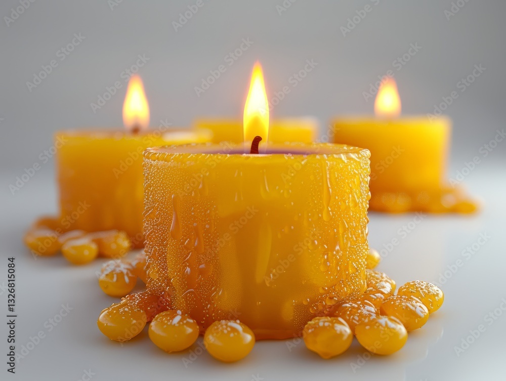 Poster highly detailed hyper realistic isolated candle on white background with clean lines and realistic t