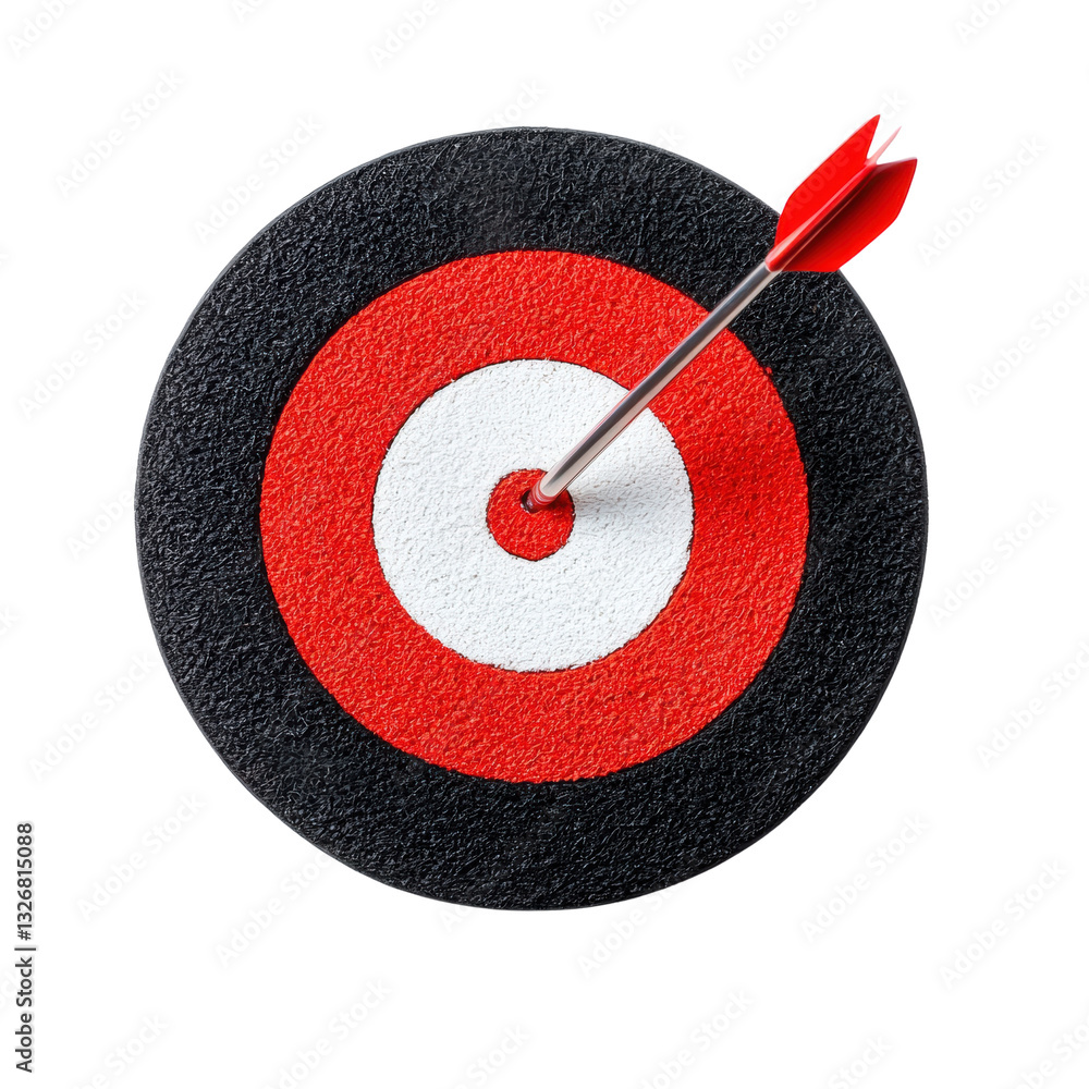 Poster A dartboard with a dart embedded in the bullseye, highlighting precision and focus in target shooting.