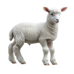 Cute white lamb on transparent background,
