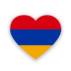 Fototapeta premium Armenia national flag in heart shape isolated on white. Illustration