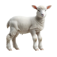 Fototapeta premium Cute white lamb on transparent background,