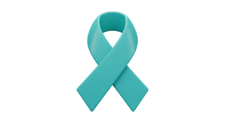 Teal Ribbon on White Background Symbol of Support and Awareness