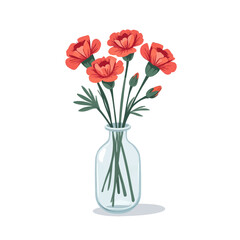 Red Floral Arrangement in Glass Vase Still Life