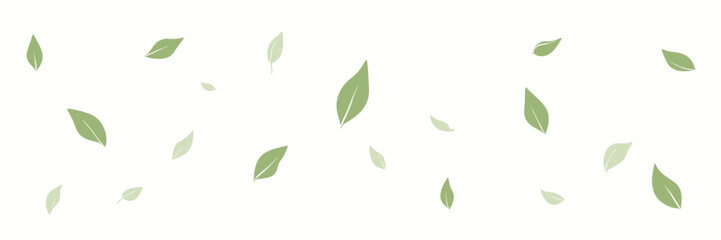 Naklejka premium Scattered Green Leaves on White Background