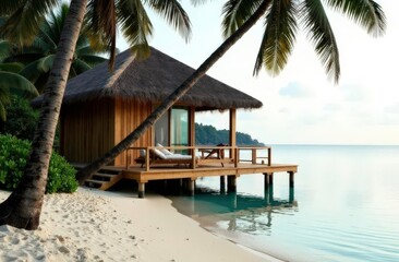 tropical beach hut on tropical island