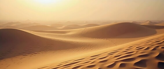 Golden Hour Serenity: An Endless Desert Landscape 
