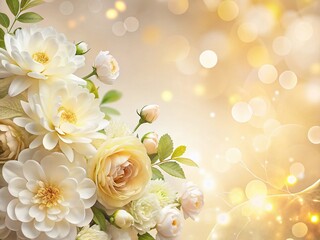 Obraz premium Elegant White & Gold Floral Wedding Invitation Background with Bokeh