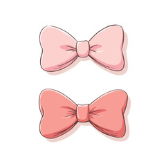 Two cute pink cartoon bows on white