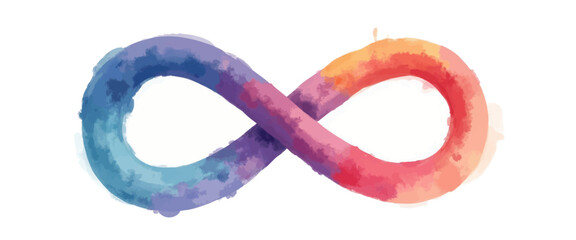 Watercolor Infinity Symbol in Blues and Oranges