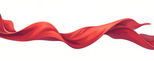 Fototapeta premium Wavy red cloth flowing across a white background