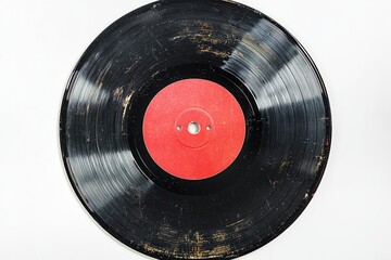 Vintage Vinyl Record on White Background