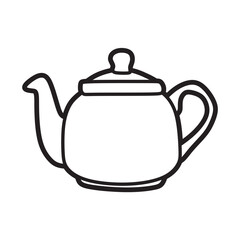 black and white vector teapot oval facing left